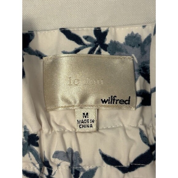 ARITZIA WILFRED Le Fou Maryvonne Skirt Med Tie Front Paper Bag White Blue Floral - Picture 3 of 13